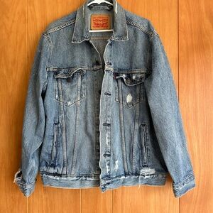 Levi's XL Blue Distressed Trucker Denim Jacket